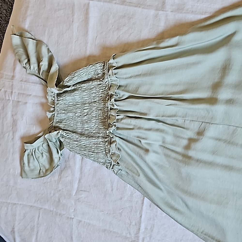 Anthropologie Moon River Layered Midi Sundress Smocked Short Sleeves Size Small - Picture 13 of 17